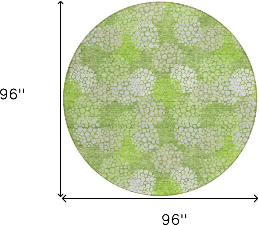 8' Green Ivory And Gray Round Polka Dot Washable Indoor Outdoor Area Rug Photo 3