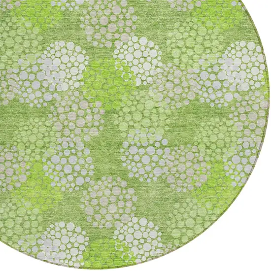 8' Green Ivory And Gray Round Polka Dot Washable Indoor Outdoor Area Rug Photo 4
