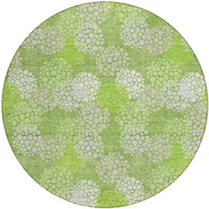 Photo of 8' Green Ivory And Gray Round Polka Dot Washable Indoor Outdoor Area Rug