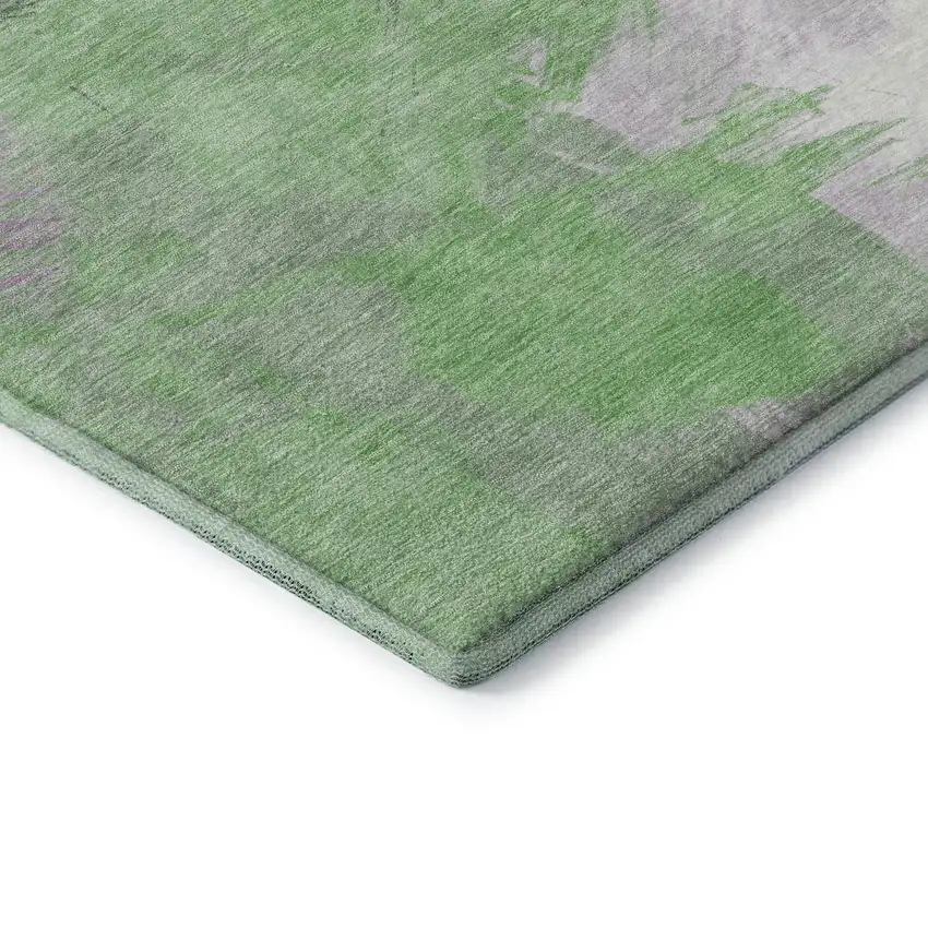 8' Green Lavender And Ivory Abstract Washable Round Rug With UV Protection Photo 6