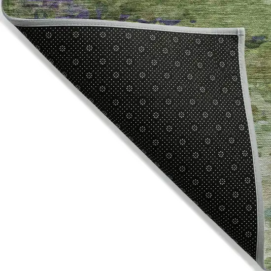 8' Green Lavender And Purple Round Abstract Washable Indoor Outdoor Area Rug Photo 8