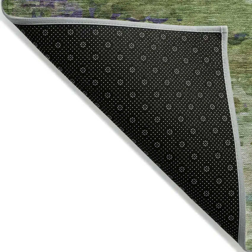 8' Green Lavender And Purple Round Abstract Washable Indoor Outdoor Area Rug Photo 8