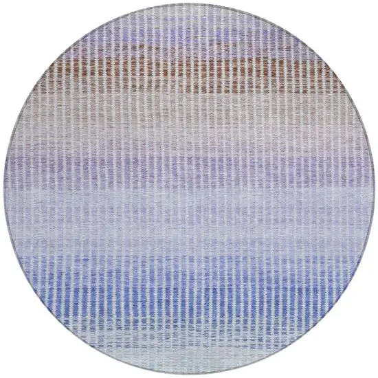 8' Green Lavender And Teal Blue Round Striped Washable Indoor Outdoor Area Rug Photo 4