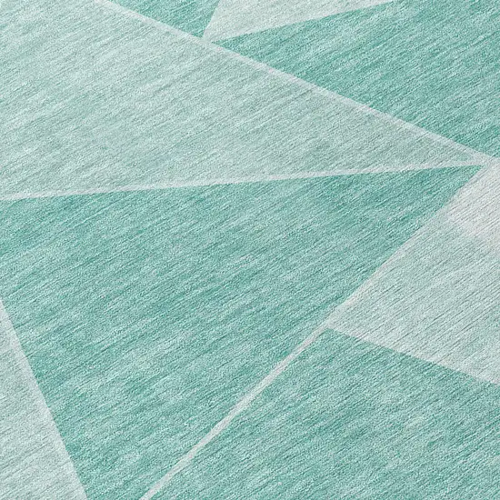 8' Green Mint Green And Aqua Round Geometric Washable Indoor Outdoor Area Rug Photo 9