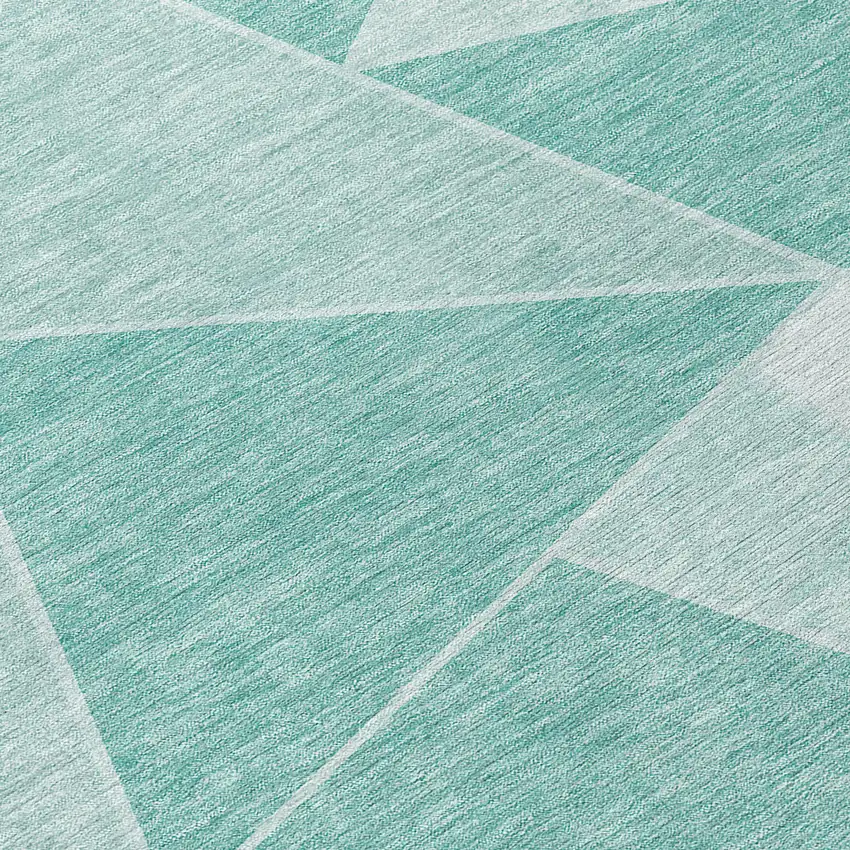 8' Green Mint Green And Aqua Round Geometric Washable Indoor Outdoor Area Rug Photo 9