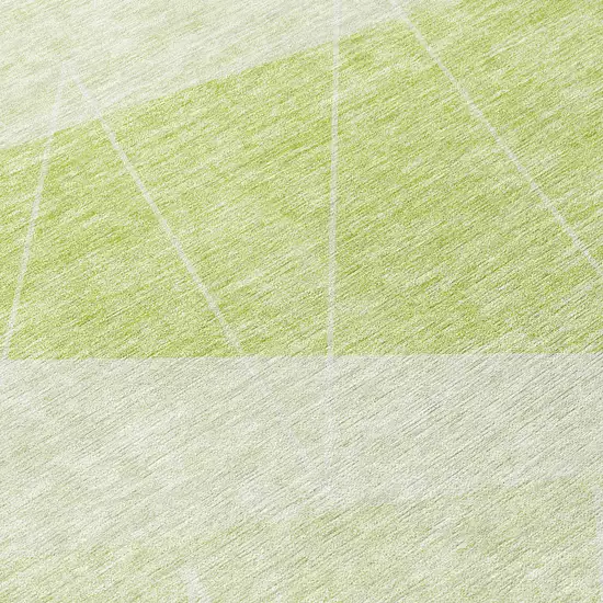 8' Green Mint Green And Ivory Round Geometric Washable Indoor Outdoor Area Rug Photo 9