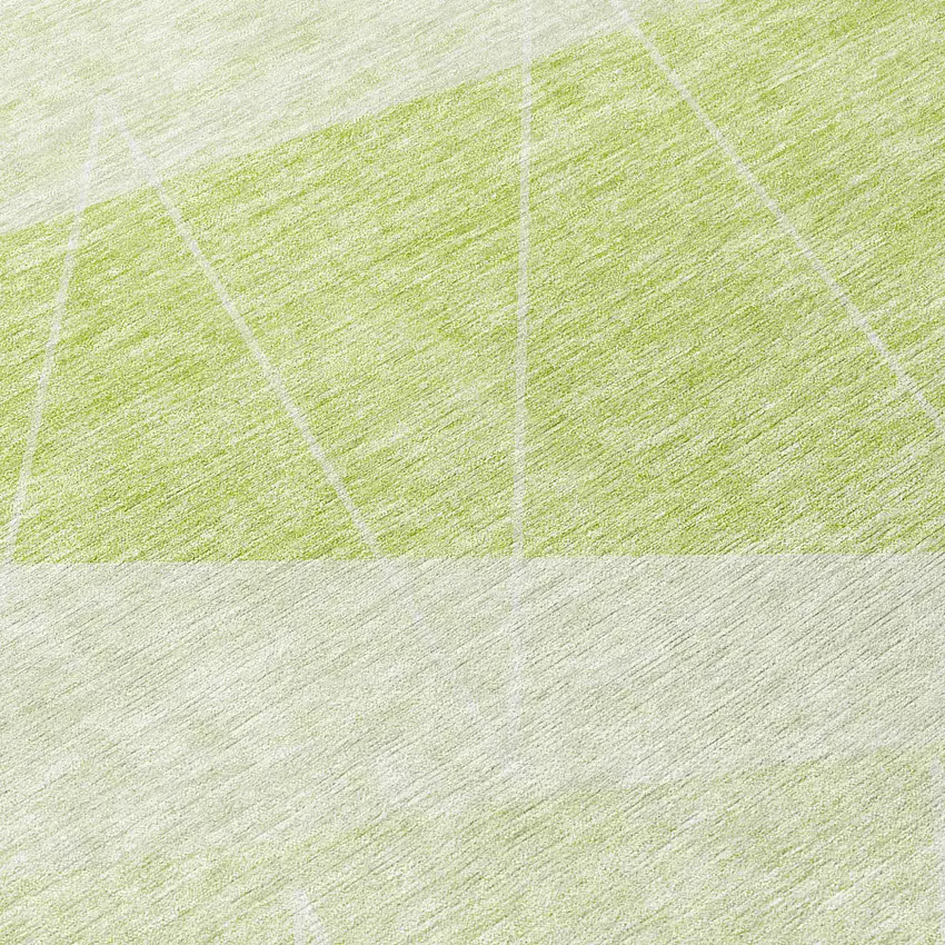 8' Green Mint Green And Ivory Round Geometric Washable Indoor Outdoor Area Rug Photo 9