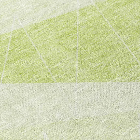 8' Green Mint Green And Ivory Round Geometric Washable Indoor Outdoor Area Rug Photo 9