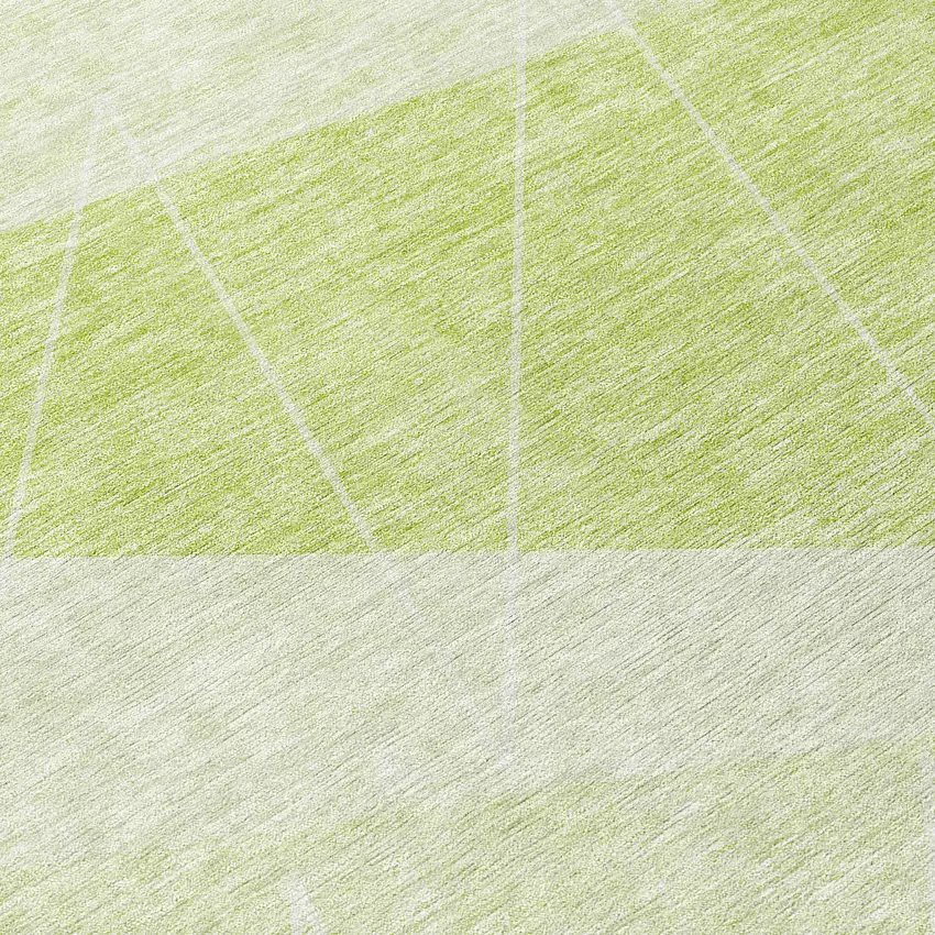 8' Green Mint Green And Ivory Round Geometric Washable Indoor Outdoor Area Rug Photo 9