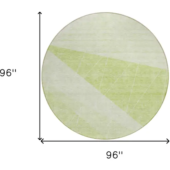 8' Green Mint Green And Ivory Round Geometric Washable Indoor Outdoor Area Rug Photo 8
