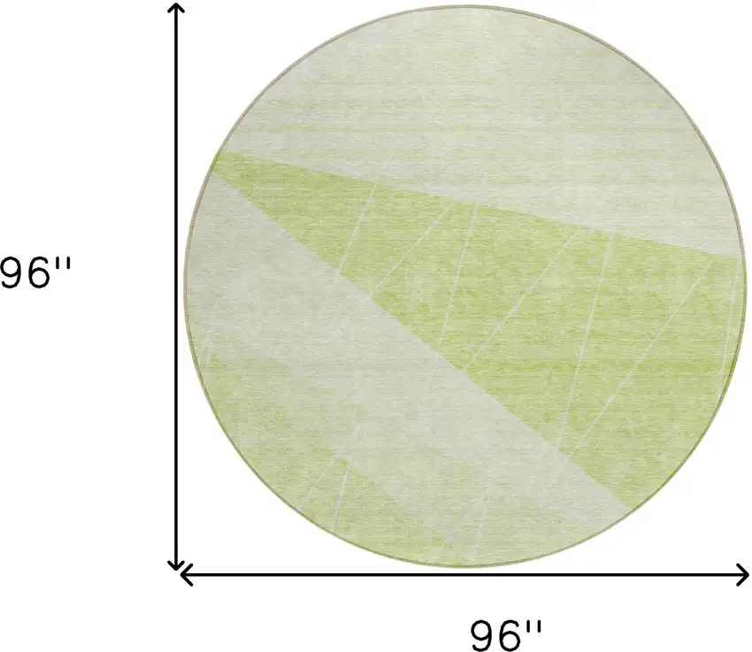 8' Green Mint Green And Ivory Round Geometric Washable Indoor Outdoor Area Rug Photo 8