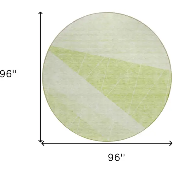 8' Green Mint Green And Ivory Round Geometric Washable Indoor Outdoor Area Rug Photo 8
