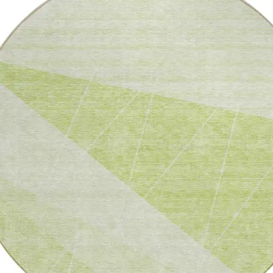 8' Green Mint Green And Ivory Round Geometric Washable Indoor Outdoor Area Rug Photo 4