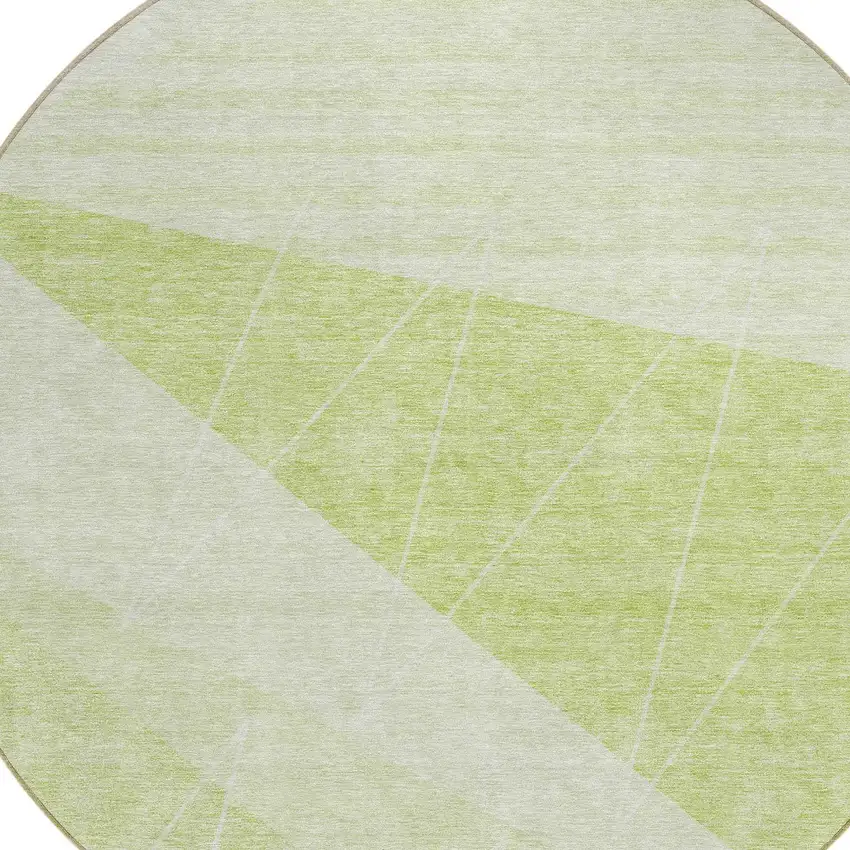 8' Green Mint Green And Ivory Round Geometric Washable Indoor Outdoor Area Rug Photo 4