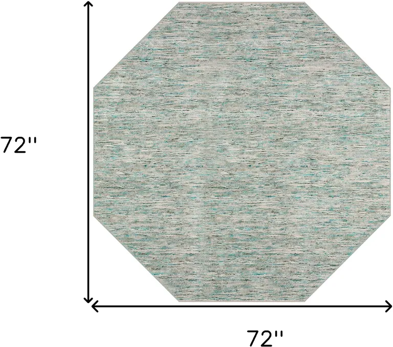 6' Green Octagon Wool Hand Loomed Handmade Area Rug Photo 3