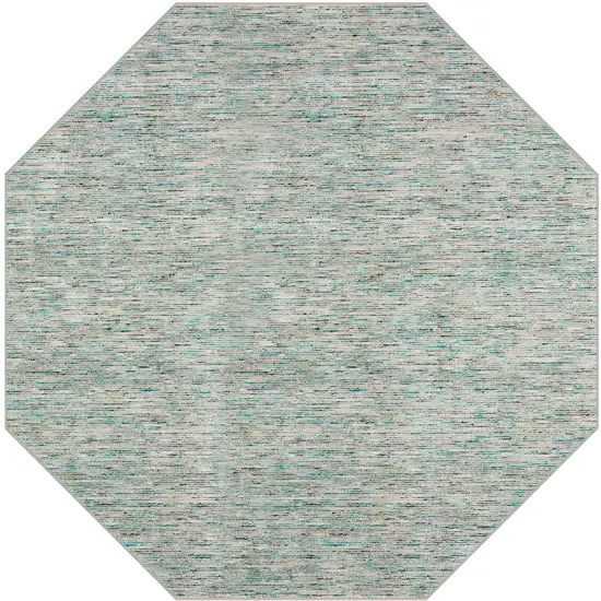 6' Green Octagon Wool Hand Loomed Handmade Area Rug Photo 1