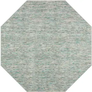 Photo of 6' Green Octagon Wool Hand Loomed Handmade Area Rug