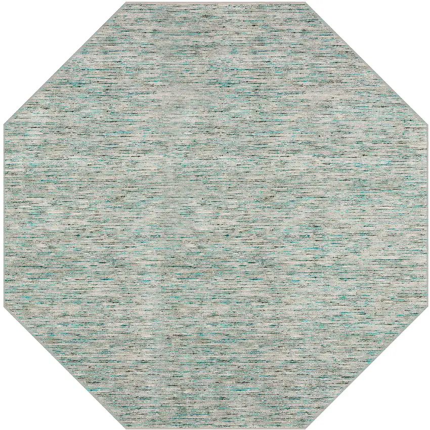 6' Green Octagon Wool Hand Loomed Handmade Area Rug Photo 1