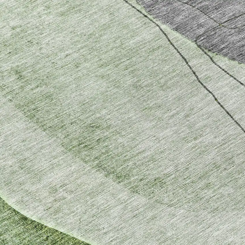 8' Green Olive Green And Gray Round Abstract Washable Indoor Outdoor Area Rug Photo 9