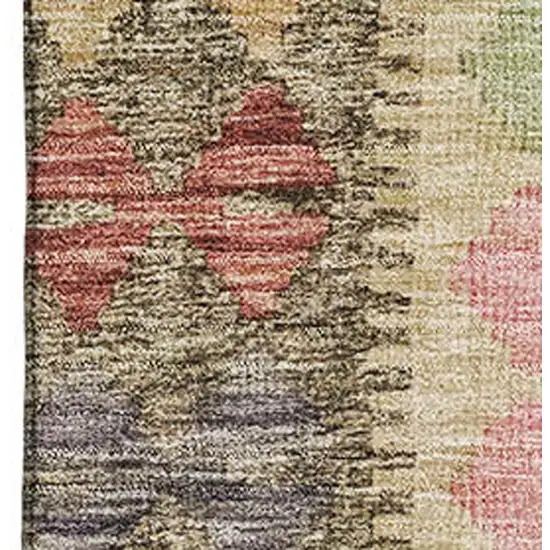 8' Green Pink And Blue Geometric Washable Area Rug With UV Protection Photo 3