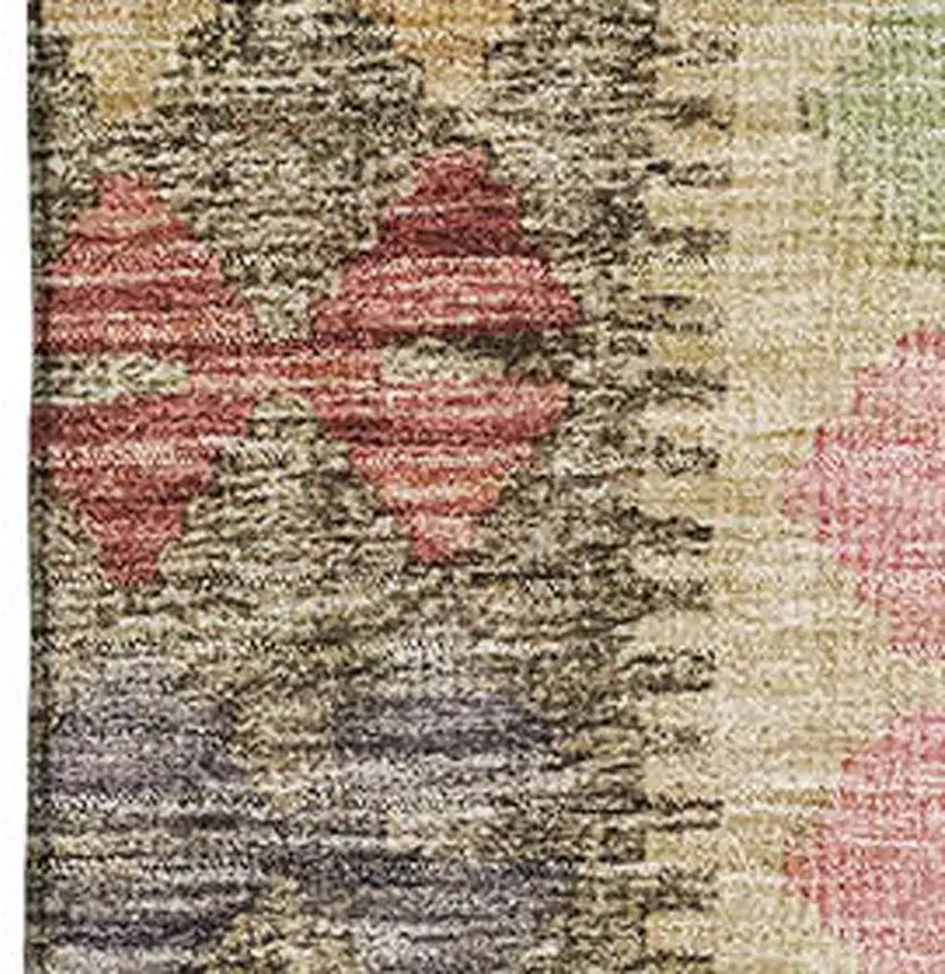 8' Green Pink And Blue Geometric Washable Area Rug With UV Protection Photo 3