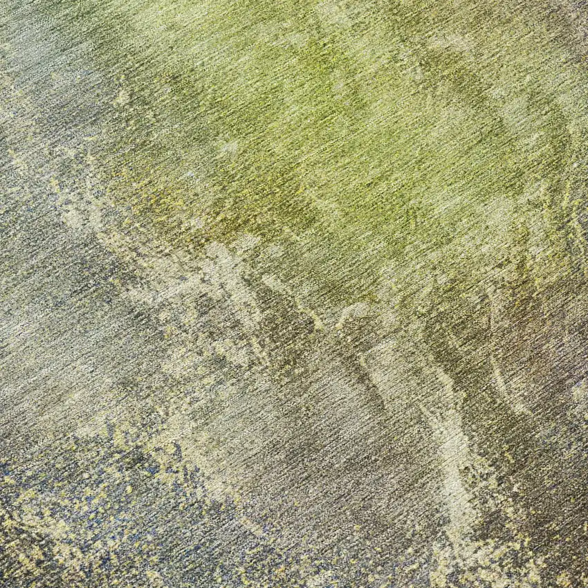 8' Green Pink And Gold Round Abstract Washable Indoor Outdoor Area Rug Photo 9