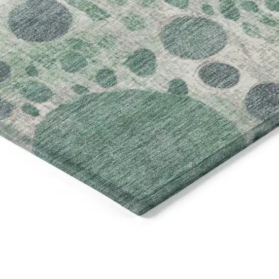 8' Green Pink And Mauve Round Geometric Washable Indoor Outdoor Area Rug Photo 7