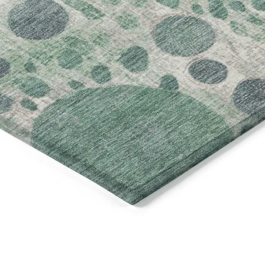 8' Green Pink And Mauve Round Geometric Washable Indoor Outdoor Area Rug Photo 7