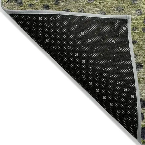 8' Green Purple And Black Round Abstract Washable Indoor Outdoor Area Rug Photo 3