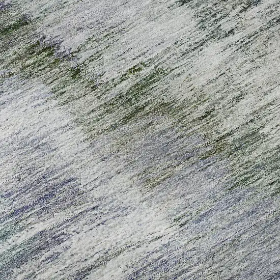 8' Green Purple And Gray Abstract Washable Round Rug With UV Protection Photo 9