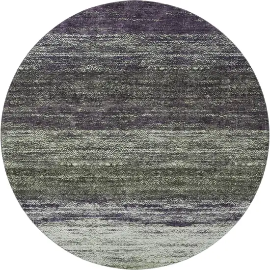 8' Green Purple And Ivory Ombre Washable Round Rug With UV Protection Photo 4