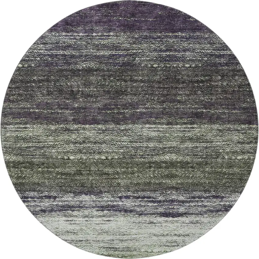 8' Green Purple And Ivory Ombre Washable Round Rug With UV Protection Photo 4