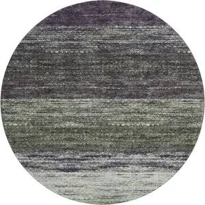 Photo of 8' Green Purple And Ivory Ombre Washable Round Rug With UV Protection