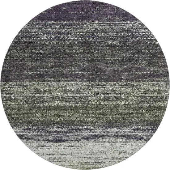 8' Green Purple And Ivory Ombre Washable Round Rug With UV Protection Photo 1