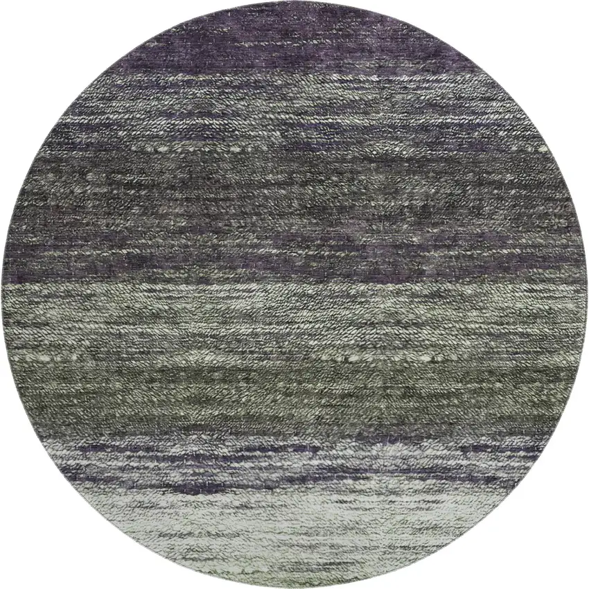 8' Green Purple And Ivory Ombre Washable Round Rug With UV Protection Photo 1