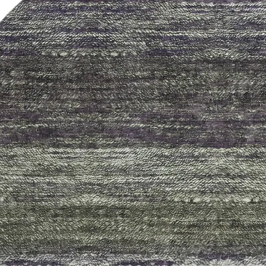 8' Green Purple And Ivory Ombre Washable Round Rug With UV Protection Photo 3