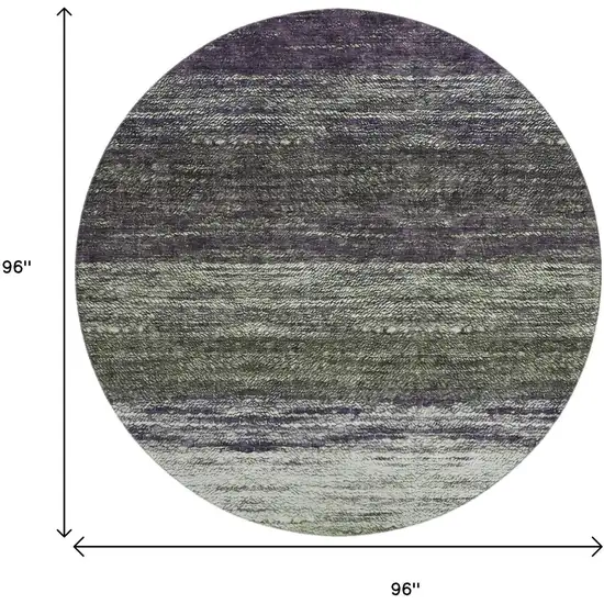 8' Green Purple And Ivory Ombre Washable Round Rug With UV Protection Photo 3