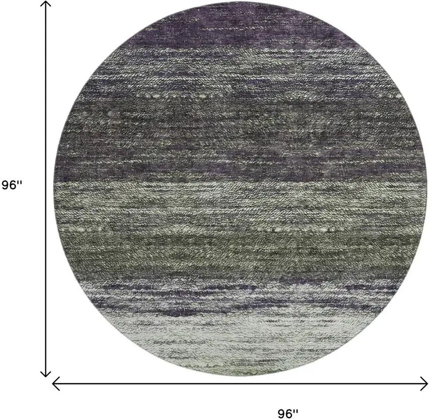 8' Green Purple And Ivory Ombre Washable Round Rug With UV Protection Photo 3