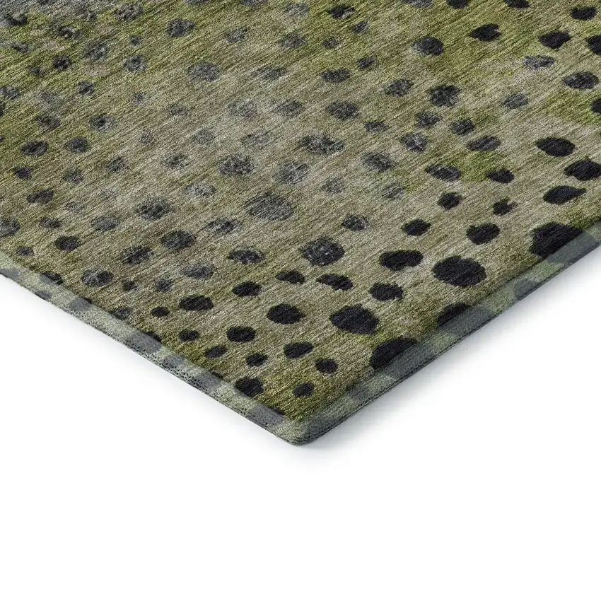 8' Green Purple And Ivory Polka Dot Washable Round Rug With UV Protection Photo 6