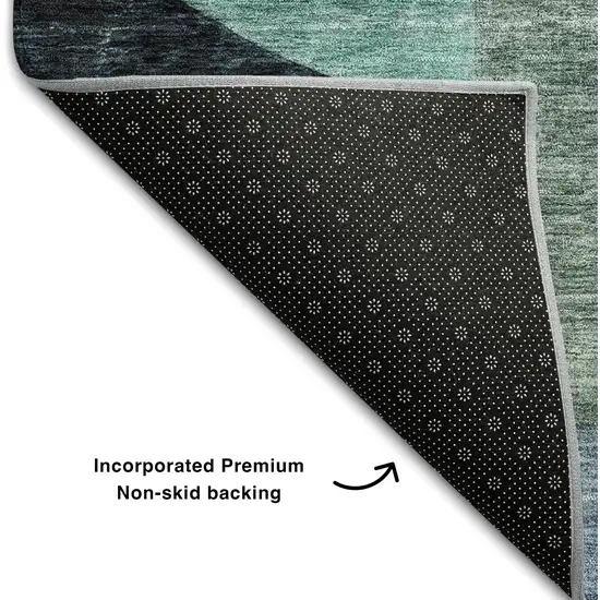 8' Green Purple Gold And Teal Abstract Geometric Washable Round Rug With UV Protection Photo 4