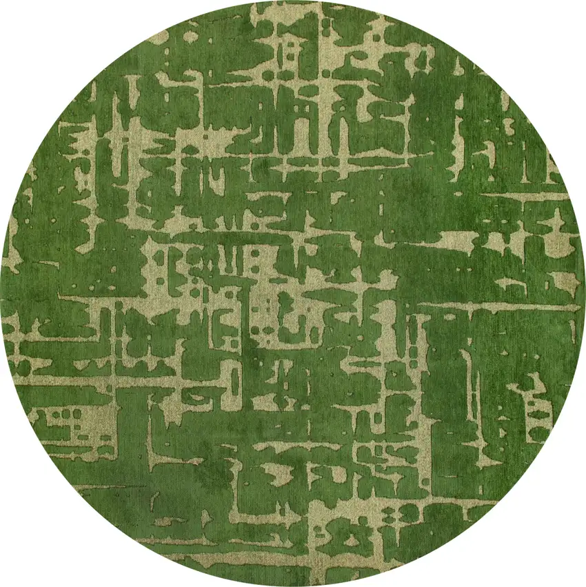 8' Green Round Abstract Non Skid Area Rug Photo 2