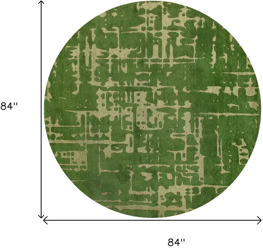 8' Green Round Abstract Non Skid Area Rug Photo 3