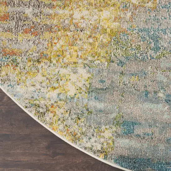 10' Green Round Abstract Power Loom Area Rug Photo 7