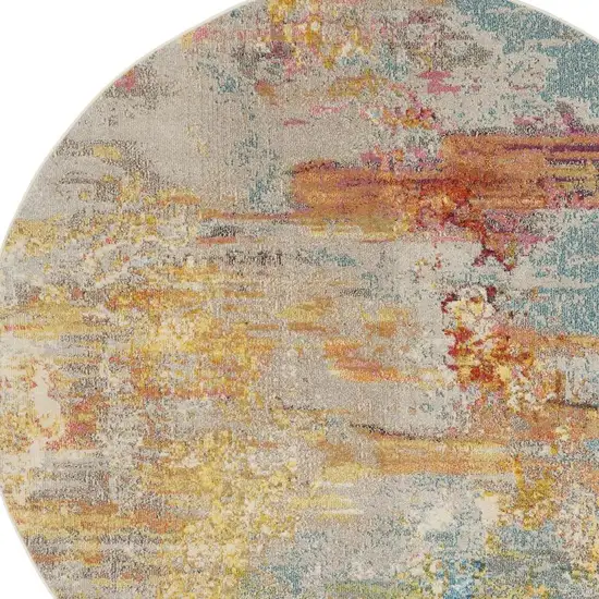 10' Green Round Abstract Power Loom Area Rug Photo 2