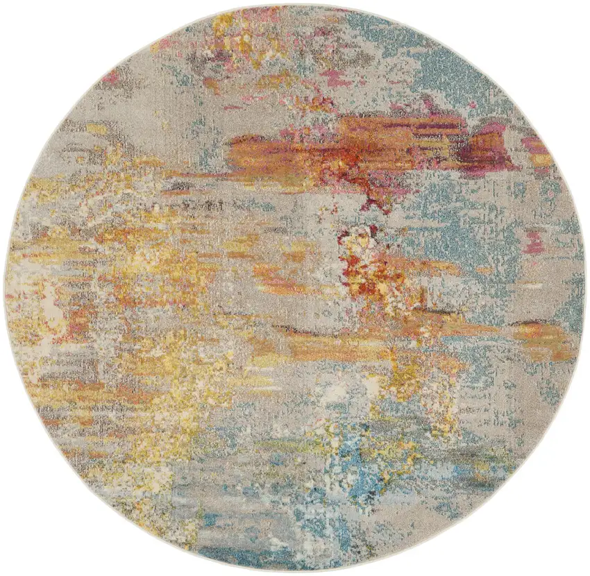 10' Green Round Abstract Power Loom Area Rug Photo 1