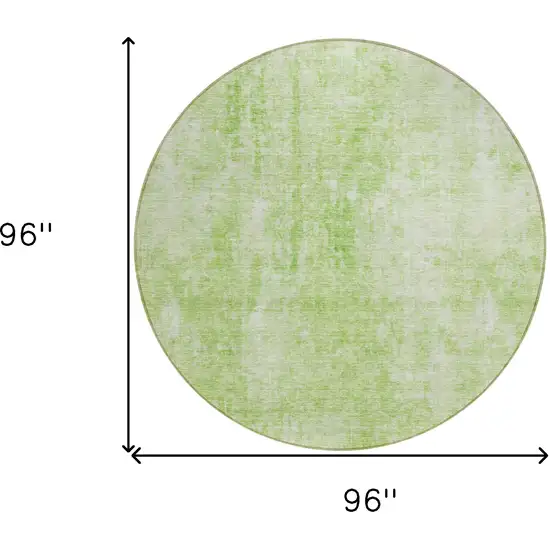 8' Green Round Abstract Washable Indoor Outdoor Area Rug Photo 3