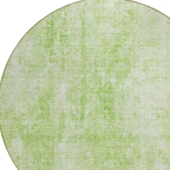 8' Green Round Abstract Washable Indoor Outdoor Area Rug Photo 5
