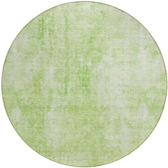 8' Green Round Abstract Washable Indoor Outdoor Area Rug Photo 2