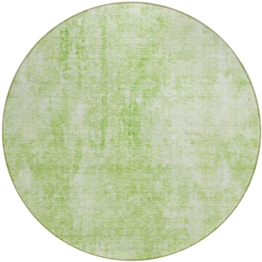 8' Green Round Abstract Washable Indoor Outdoor Area Rug Photo 2