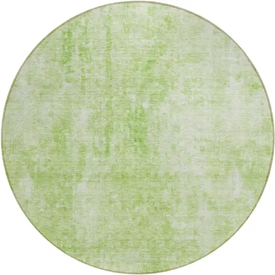8' Green Round Abstract Washable Indoor Outdoor Area Rug Photo 2
